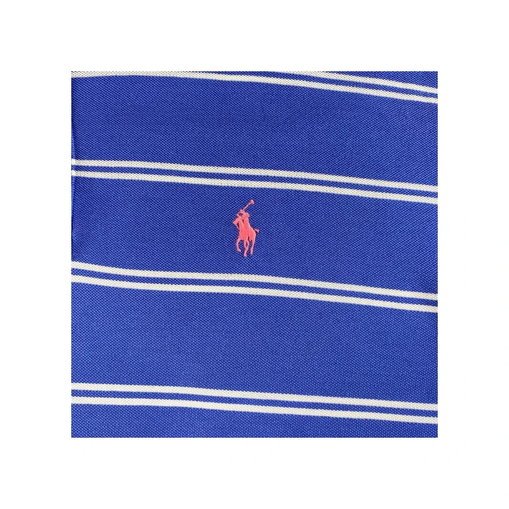 Polo Ralph Lauren Men's Blue White Striped Polo Shirt Short Sleeve‎ Size XL